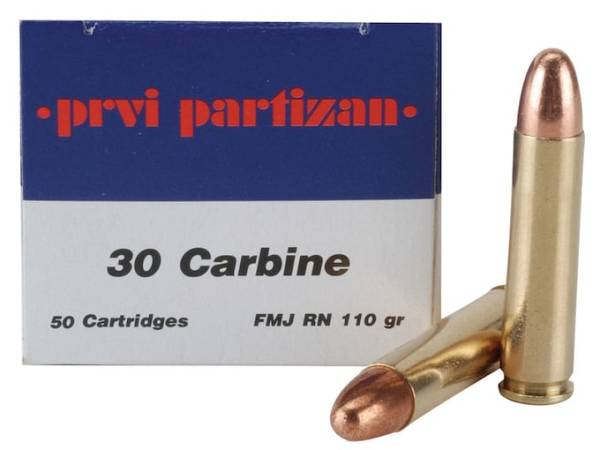 Prvi Partizan 30 Carbine Ammo 110 Grain Full Metal Jacket Box of 50