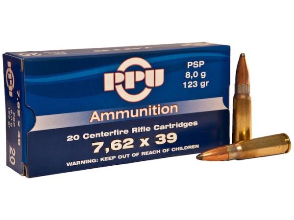 Prvi Partizan 7.62x39mm Ammo 123 Grain Jacketed Soft Point Box of 20